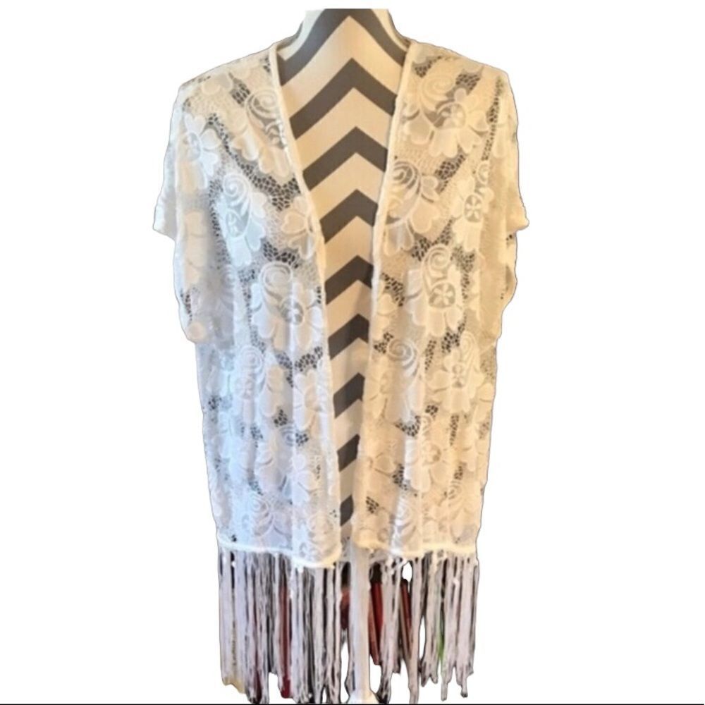 Anne French MEDIUM Lace & Fringe Top or Jacket